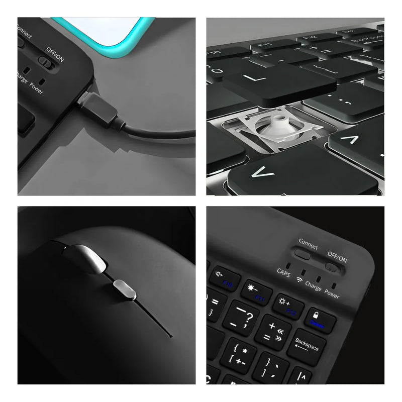 Teclado Sem Fio Bluetooth Recarregável Com Mouse