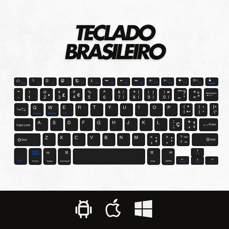 Teclado Sem Fio Bluetooth Recarregável Com Mouse